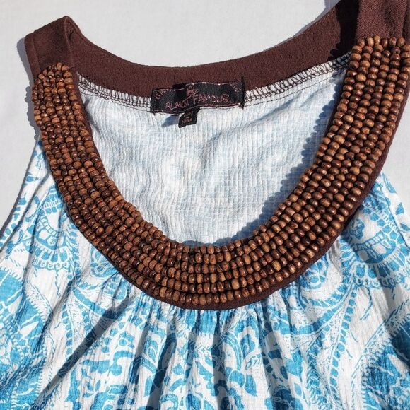 Beaded-neckline tank with elastic bottom by Almost Famous / Junior's Medium Med - Picture 3 of 8